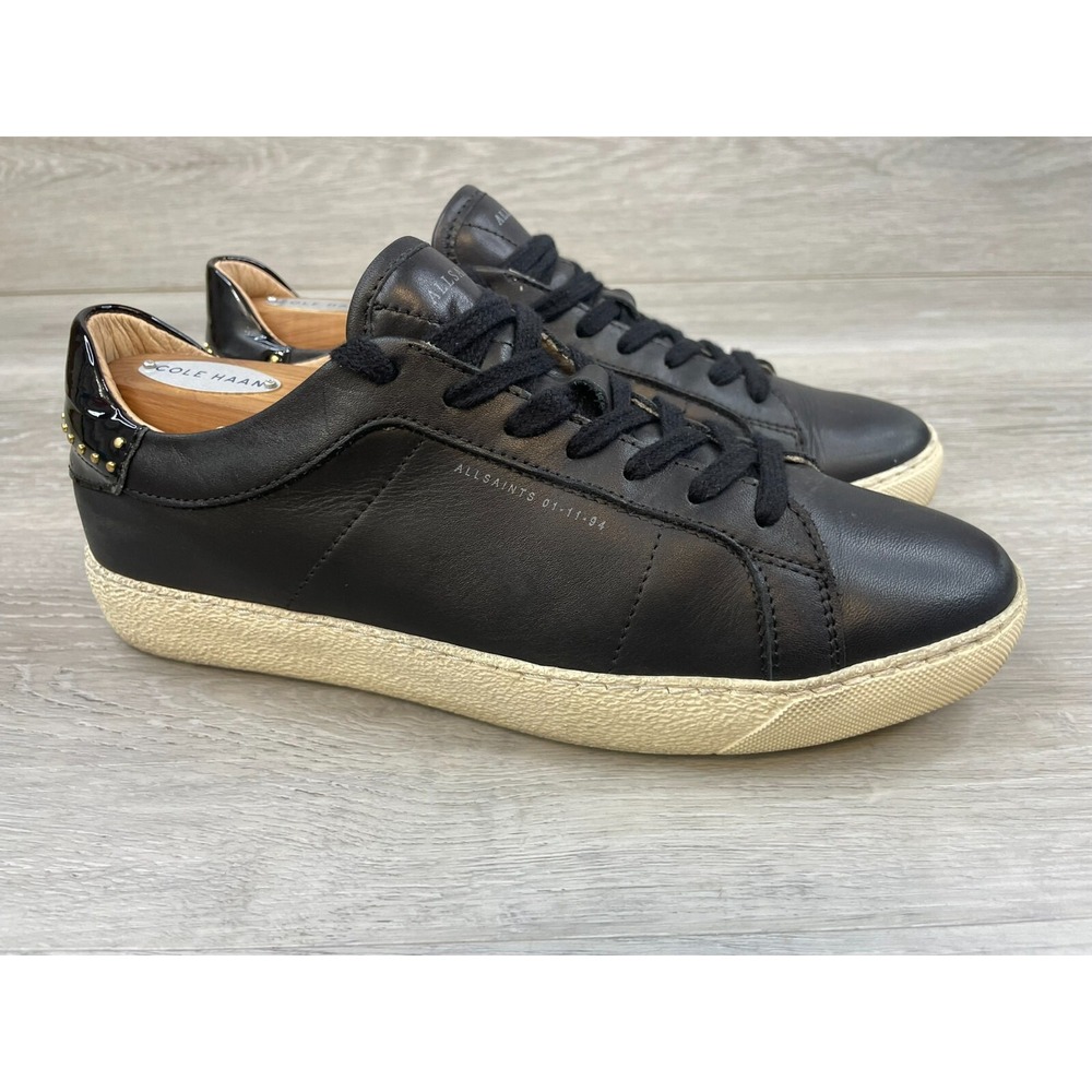 AllSaints Sheer Women's Sneaker Running Studded Leather‎ 9 Black Athletic Shoes